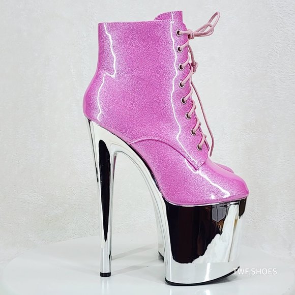 Pink Glitter Platform Boots - Picture 3 of 7